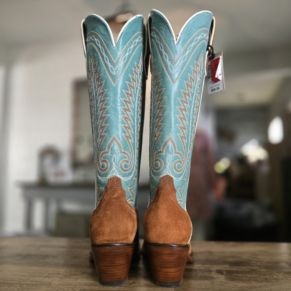 Ariat Ambrose Western Boots Womens Size 6 Penny Suede Pale Turquoise NWT - Picture 10 of 16
